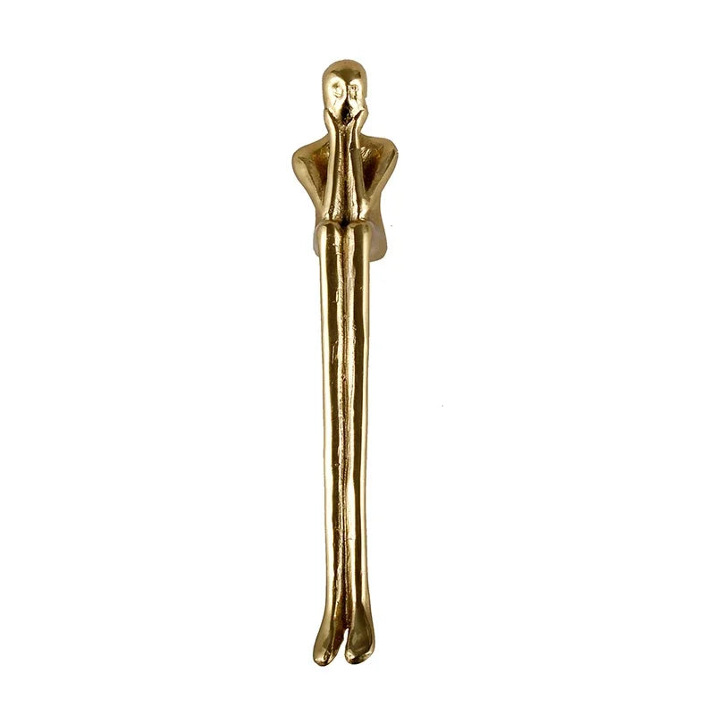 Nordic Brass Humanoid Cabinet Handle – Modern Luxury Drawer Pulls for Wardrobes and Cabinets (Single Hole)