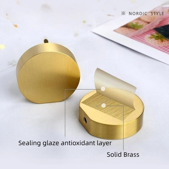 Modern Pure Brass Cabinet Handles - Single Hole Brushed Gold Drawer Knobs for Kitchen and Wardrobes