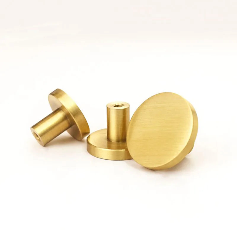 6pcs Solid Brass Cabinet Knobs – European Round Handles for Drawers, Cupboards, and Wardrobes